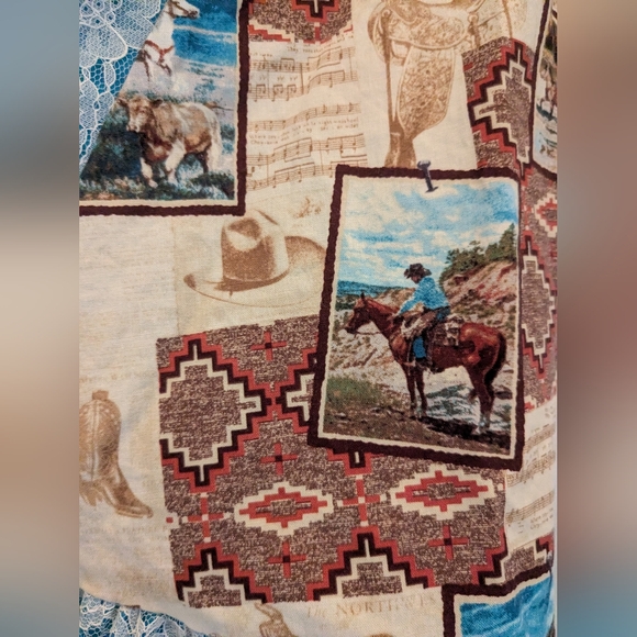 Western Square Dance Pin Up Novelty Cowgirl Twirlerz Skirt Medium Lace & Horses - Picture 6 of 8